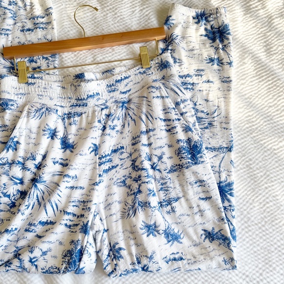 Goldie High Rise Pima Tropical Print Cotton Slub Joggers - Picture 3 of 15